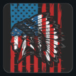 Pegatina Cuadrada American Indian Roots US Flag Indigenous Native Am<br><div class="desc">American Indian Roots US Flag Indigenous Native American</div>