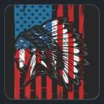 Pegatina Cuadrada American Indian Roots US Flag Indigenous Native Am<br><div class="desc">American Indian Roots US Flag Indigenous Native American</div>