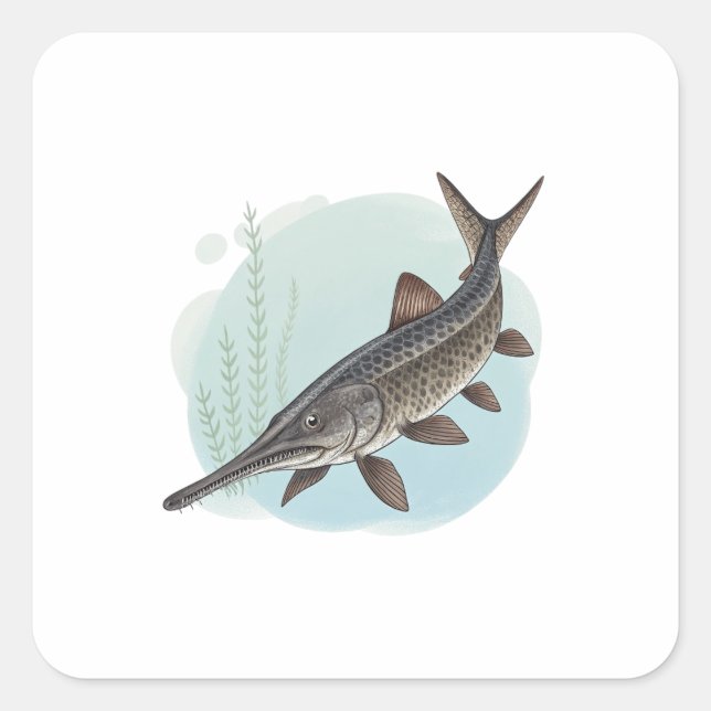 Pegatina Cuadrada American Paddlefish (Anverso)