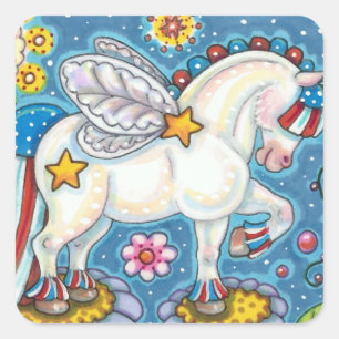 PEGATINA CUADRADA AMERICANA WHIMSYNICKER PATRIOTIC PONY BONITO