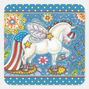 PEGATINA CUADRADA AMERICANA WHIMSYNICKER PATRIOTIC PONY BONITO