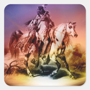 Pegatina Cuadrada Americano nativo