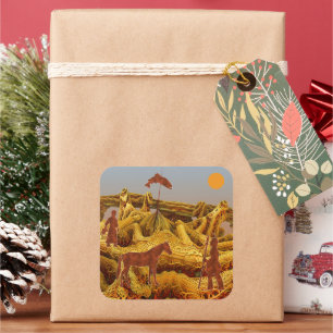 Pegatina Cuadrada Americanos nativos de Oro