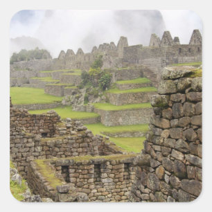Pegatina Cuadrada Américas, Perú, Machu Picchu. El antiguo