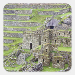 Pegatina Cuadrada Américas, Perú, Machu Picchu. El antiguo 2