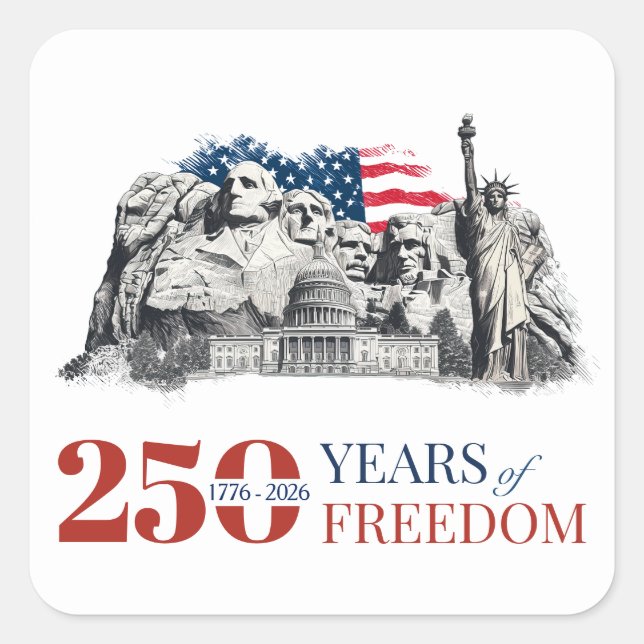 Pegatina Cuadrada America's Semiquincentennial 250 Years of Freedom (Anverso)