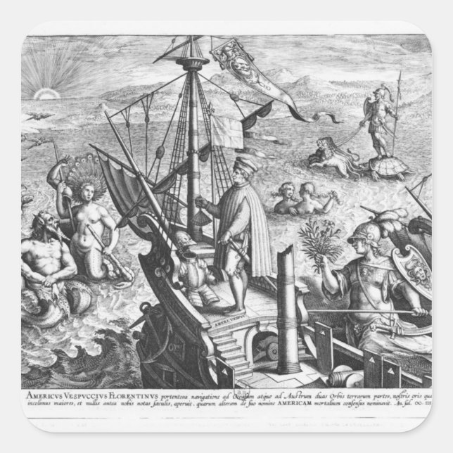 Pegatina Cuadrada Amerigo Vespucci (Anverso)