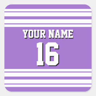 Pegatina Cuadrada Amethyst Purple Wht Team Jersey Personalizado Nomb