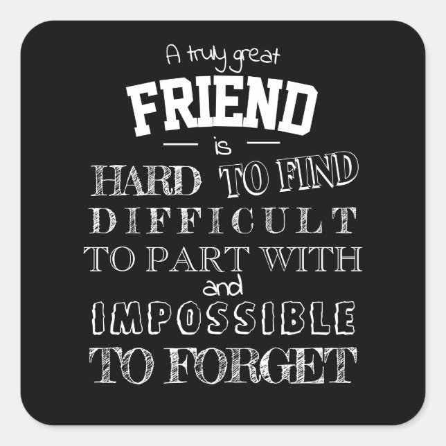 Pegatina Cuadrada Amigo Gracias Apreciación Guión de regalo bff (Anverso)