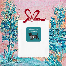 Pegatina Cuadrada Amigo para siempre del hombre Perro Arte popular D