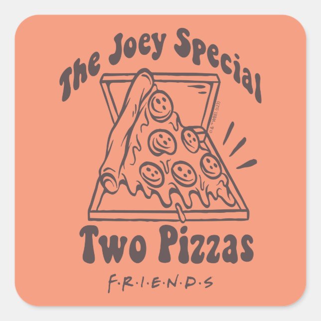 Pegatina Cuadrada AMIGOS™ | Cita de Joey Pizza (Anverso)