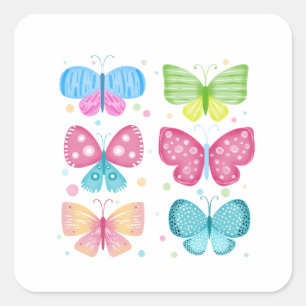 Pegatina Cuadrada Amigos Coloridos de Flutter