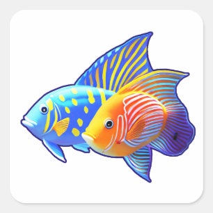 Pegatina Cuadrada Amigos del pescado dulce