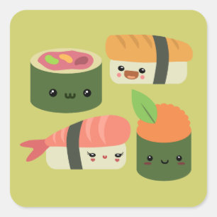 Pegatina Cuadrada Amigos del sushi