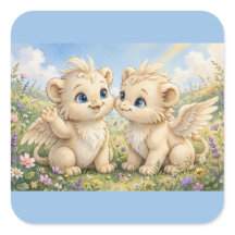 Amigos Fluffy Griffin – Fantasía Acuarela Adorable