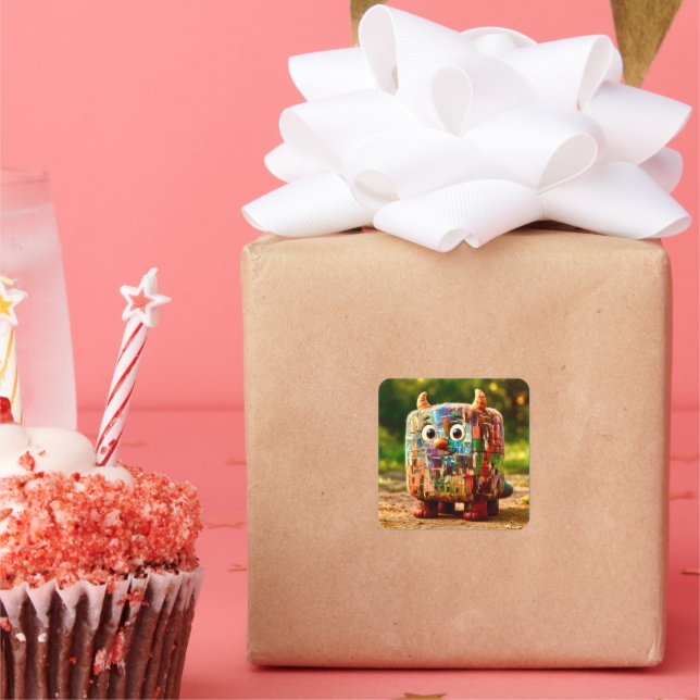 Pegatina Cuadrada Amigos impares - Poster del Monstruo del Cubo de P (Fiesta)