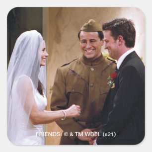 Pegatina Cuadrada AMIGOS™   Joey Marries Monica y Chandler