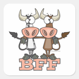 Pegatina Cuadrada Amigos mejores de la vaca BFF para siempre amigos