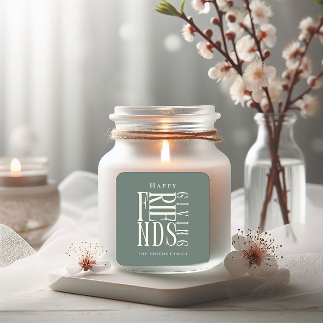 Pegatina Cuadrada Amigos modernos que dan gracias Otoño Elegante   (Subido por el creador)