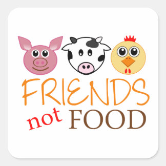 Pegatina Cuadrada Amigos No Alimentos