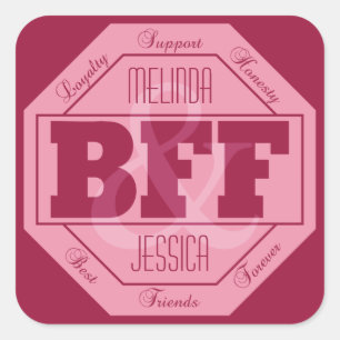 Pegatina Cuadrada Amistad BFF - nombres personalizados - pegatinas