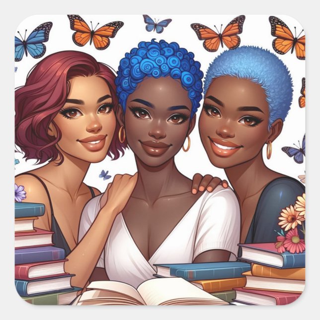 Pegatina Cuadrada Amistad y palabras (Anverso)