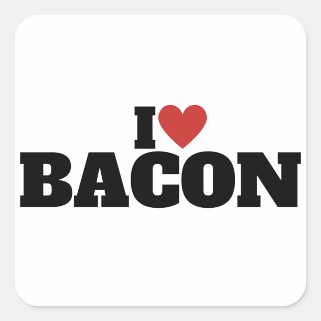 Pegatina Cuadrada Amo a Bacon (Anverso)
