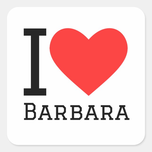 Pegatina Cuadrada Amo a Barbara (Anverso)