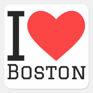 Pegatina Cuadrada Amo a Boston
