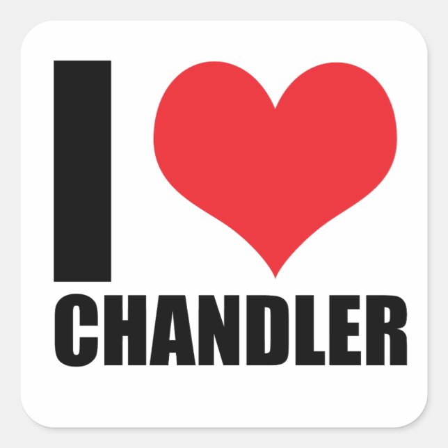 Pegatina Cuadrada Amo a Chandler (Anverso)