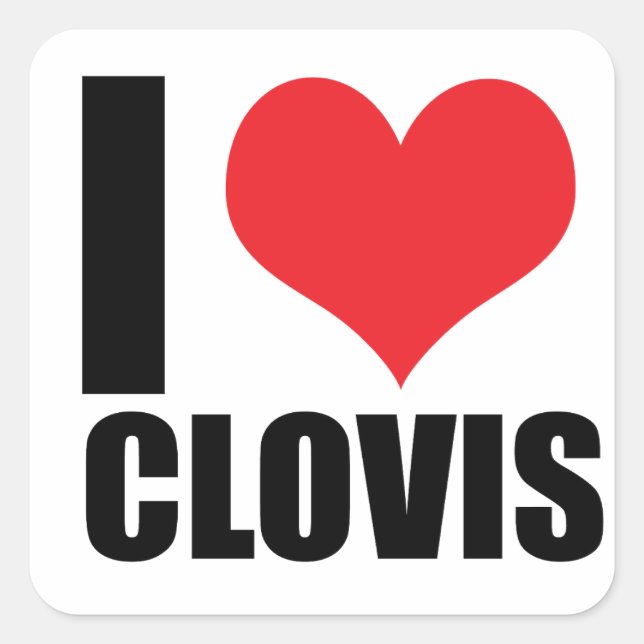Pegatina Cuadrada Amo a Clovis (Anverso)