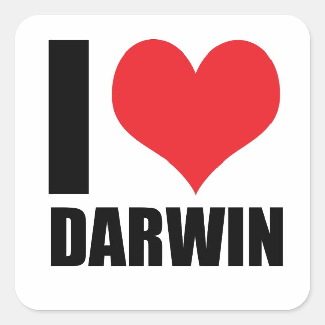 Pegatina Cuadrada Amo a Darwin (Anverso)