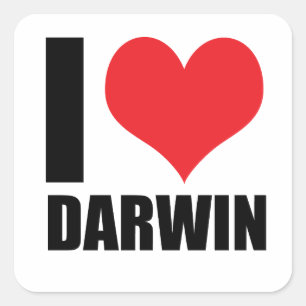 Pegatina Cuadrada Amo a Darwin