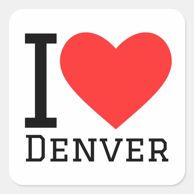 Pegatina Cuadrada Amo a Denver (Anverso)