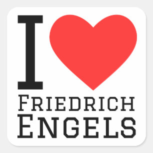 Pegatina Cuadrada Amo a Friedrich engels