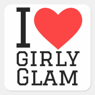 Pegatina Cuadrada Amo a girly glam