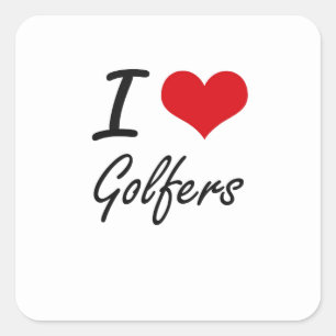 Pegatina Cuadrada Amo a golfistas