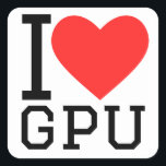 Pegatina Cuadrada Amo a Gpu<br><div class="desc">Me encanta la gpu , los amantes de la tecnología</div>