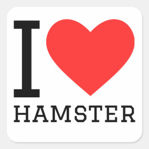Pegatina Cuadrada Amo a hamster