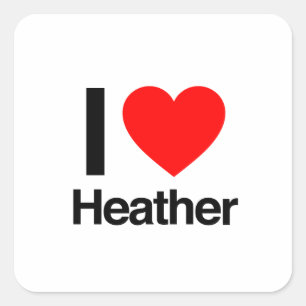 Pegatina Cuadrada amo a heather
