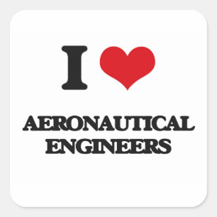 Pegatina Cuadrada Amo a ingenieros aeronáuticos