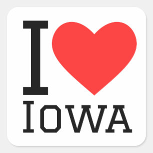 Pegatina Cuadrada Amo a Iowa