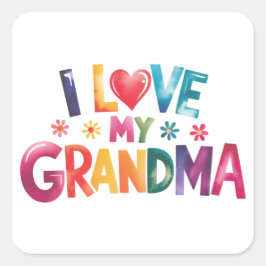 Pegatina Cuadrada Amo a la abuela