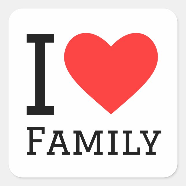 Pegatina Cuadrada Amo a la familia (Anverso)