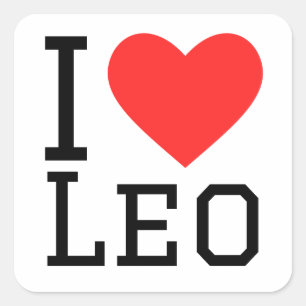 Pegatina Cuadrada Amo a Leo