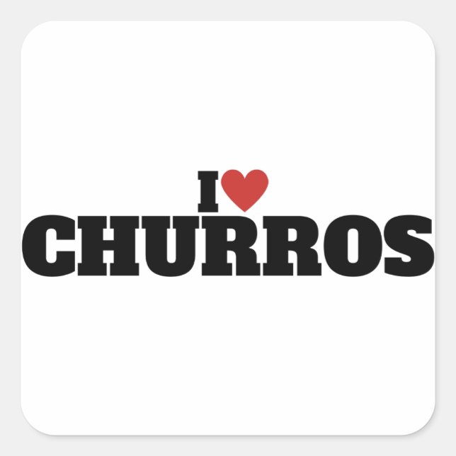 Pegatina Cuadrada Amo a los Churros (Anverso)