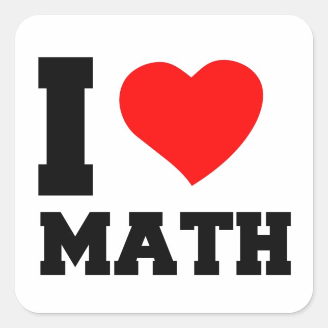 PEGATINA CUADRADA AMO A MATH (Anverso)