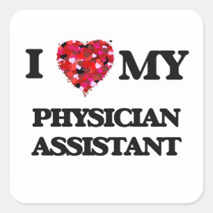Pegatina Cuadrada Amo a mi asistente médico