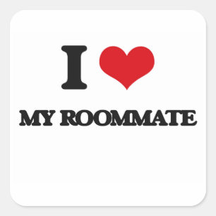 Pegatina Cuadrada Amo A Mi Compañero De Habitación