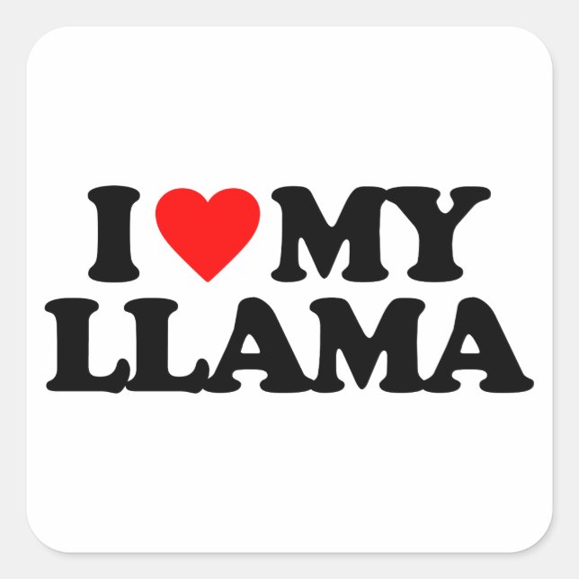 PEGATINA CUADRADA AMO A MI LLAMA (Anverso)
